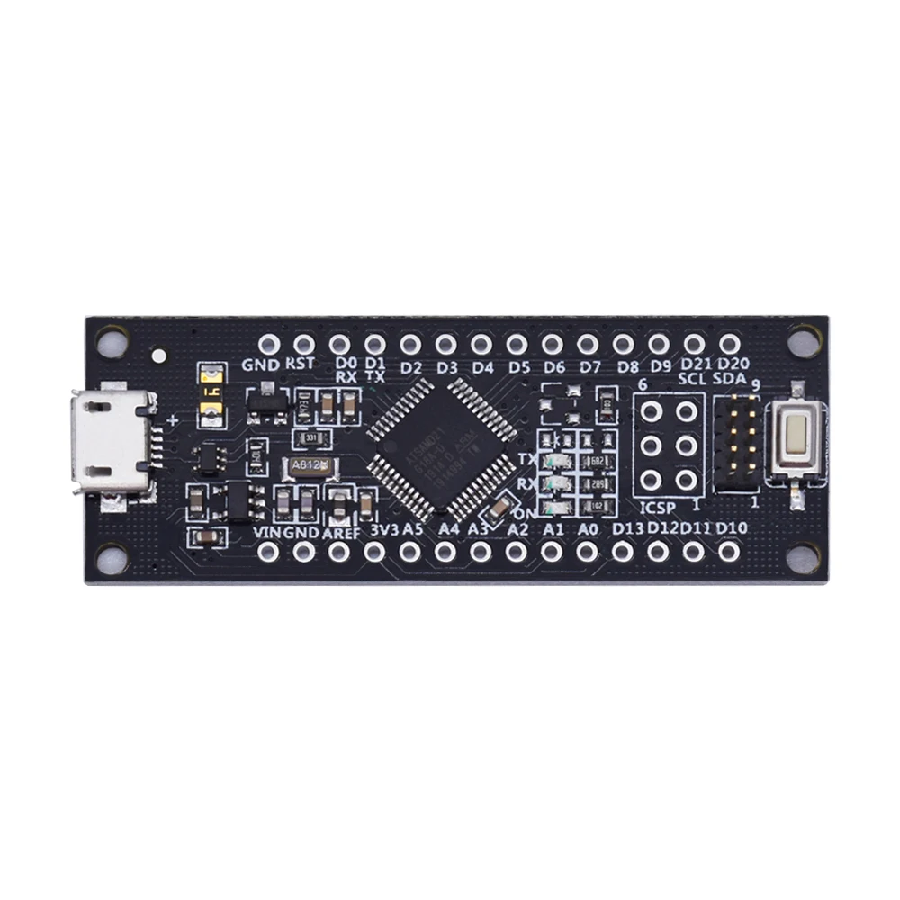 SAMD21 M0-Mini. 32-bit ARM Cortex M0 core. Pins UnSoldered. Compatible with Arduino Zero, Arduino M0. Form Mini