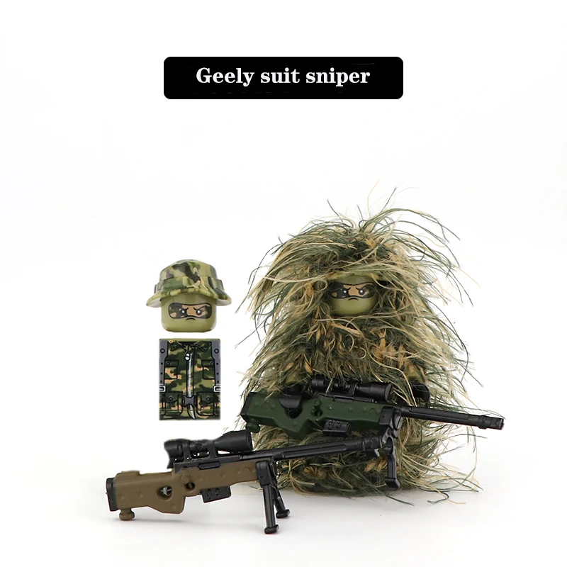 Military All-Terrain Sniper Camouflage Clothing Building Blocks Soldier Figures Weapon AWM Gun Parts MOC Game Bricks Kids Toys