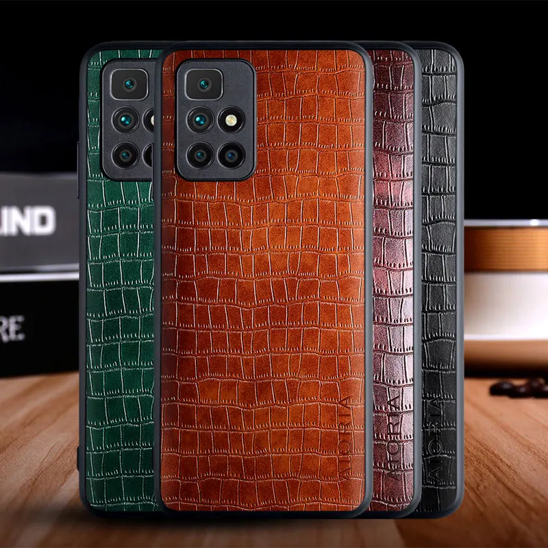 Case for Xiaomi Redmi 10 5G Cover luxury crocodile pattern leather soft TPU hard phone cover for xiaomi redmi 10 5g case funda