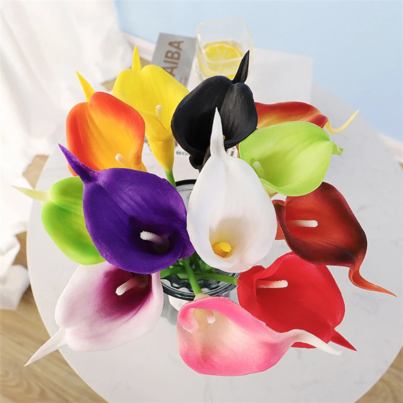 1 PC New Arrival 1pcs Artificial flowers PU Real Touch 10colors Mini Calla Lily for wedding decoration party supplies