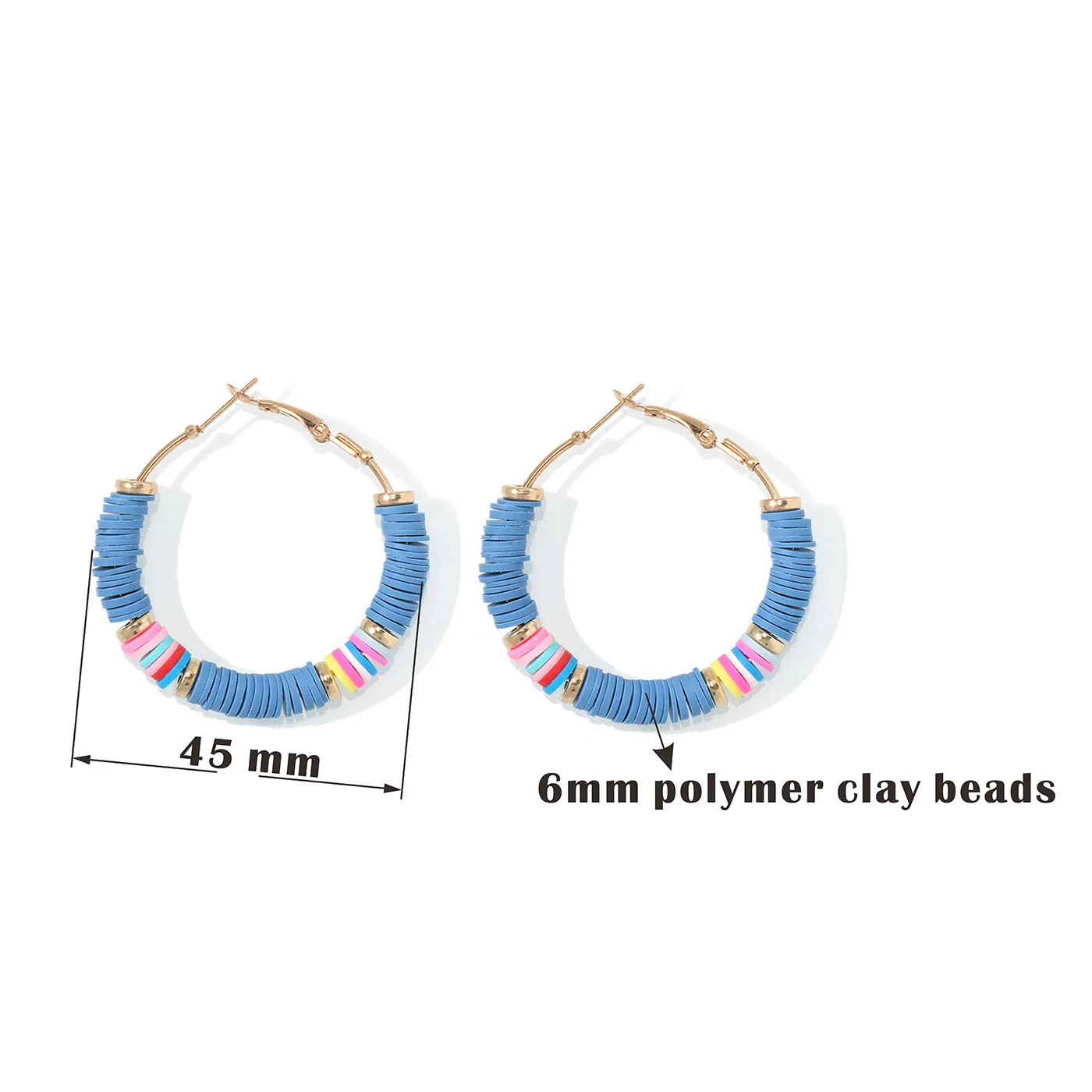 Multicolor Polymer Clay Disc Beads Summer Surf Earrings Women Bohemian African Vinyl Heishi Hoop Trendy Boho Circle Jewelry Gift