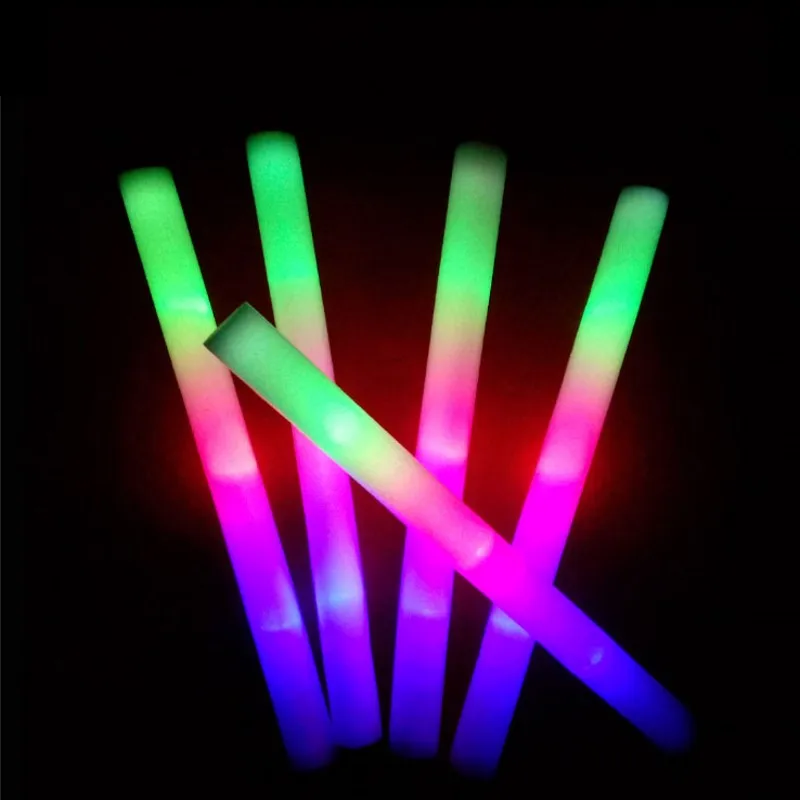 Light-Up Foam Sticks LED Soft Batons Rally Rave Glowing Wands Color Changing Flash Torch Festivals Party Concert Luminous Props