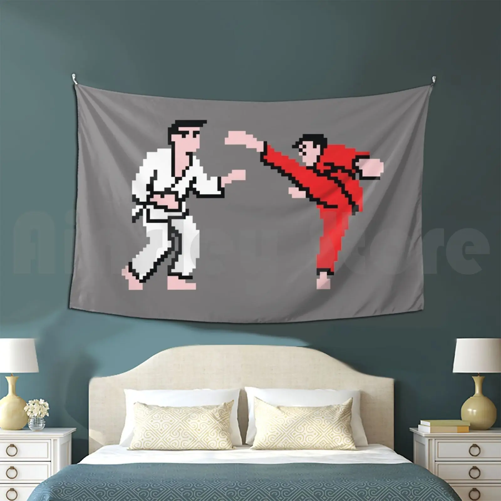 Karate Champ Customized Tapestry 80s 1980s Arcade Karate Champ Game Video Game Kung Fu Nostalgia Kick