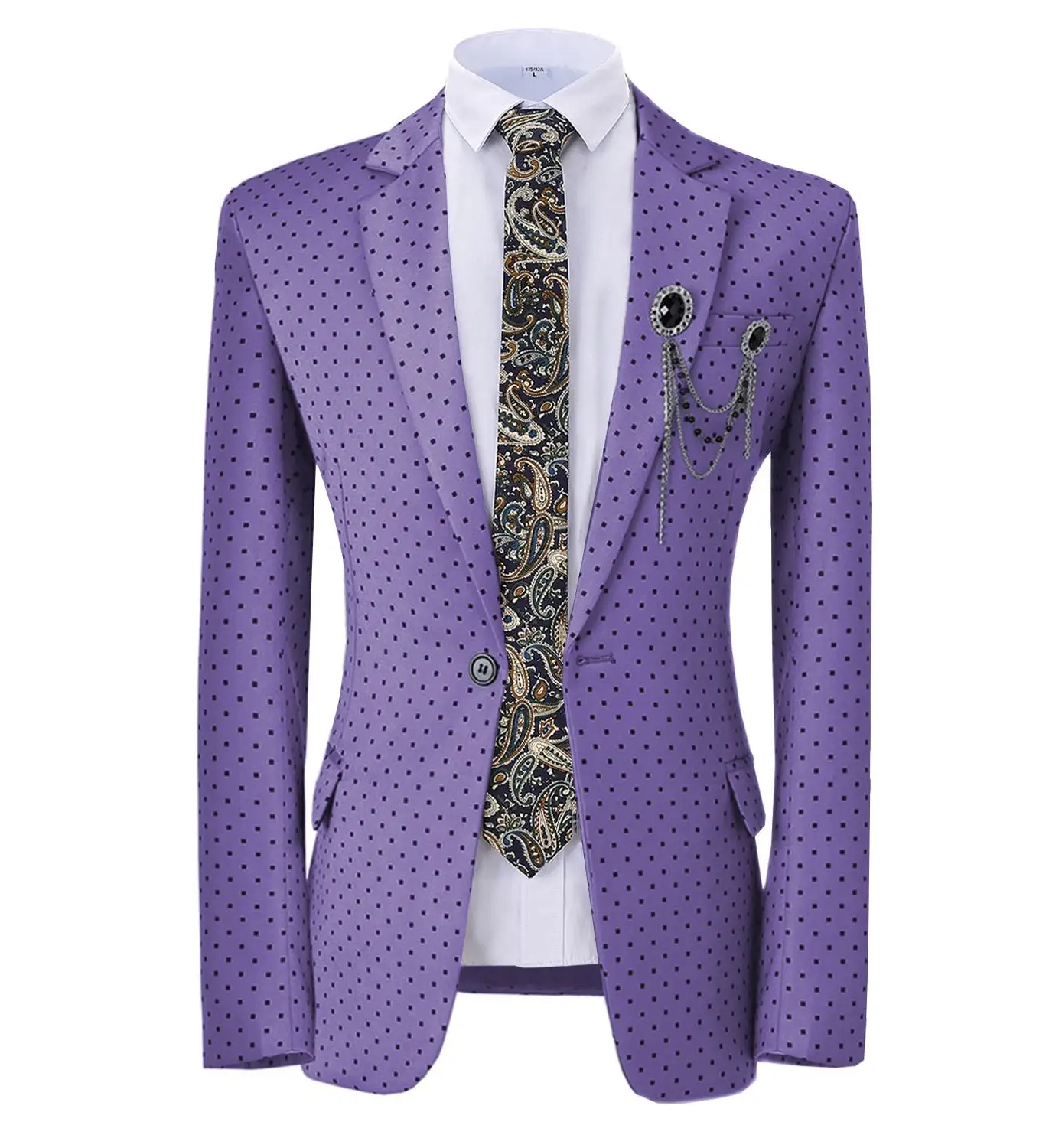Formal Men\'s Jacket Blazer Pink Suit Slim Fit Prom White Tuxedos Patterned Jacket for Wedding Party Groomsmen (Blazer)