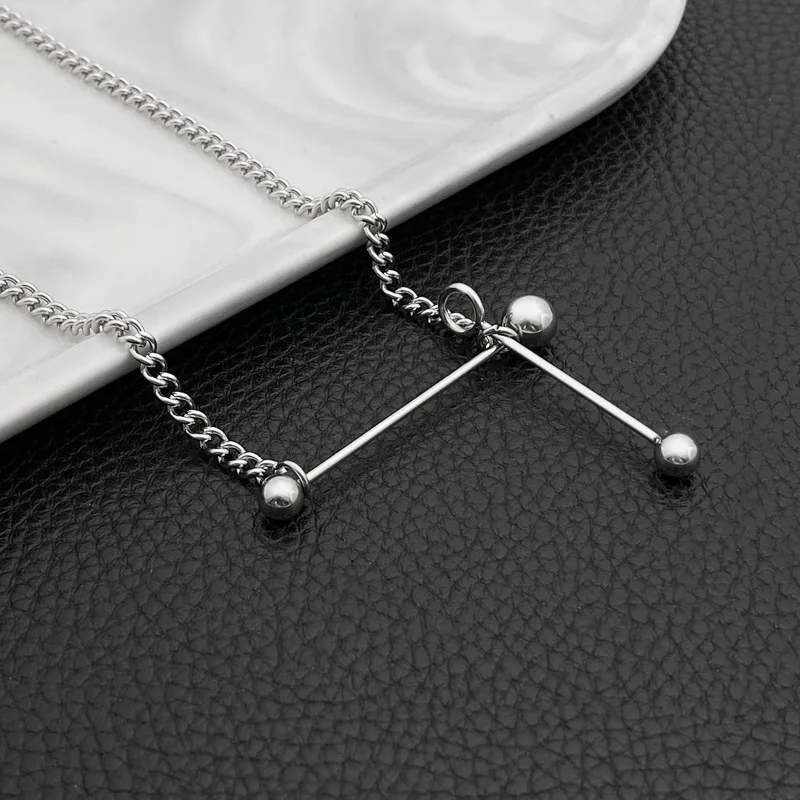 Fashion Titanium Steel Balance Ball One Word Round Bead Necklace New Simple Clavicle Chain Temperament Wild Necklace Hot