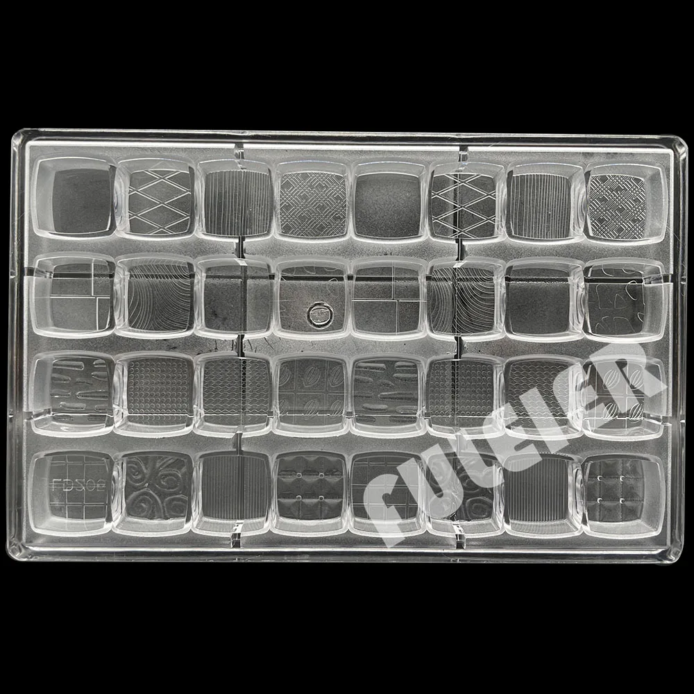 32 Holes 16 Style Square Shapes Polycarbonate Chocolate Mold  Baking Chocolate Sweets BonBon Cake Candy Mold Confectionery Tool