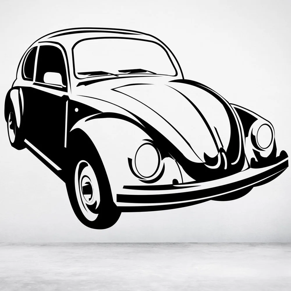 Wall Decal Classic Vintage VW Beetle Car Door Window Vinyl Stickers Teens Boys Bedroom Man Cave Garage Home Decor Wallpaper E315