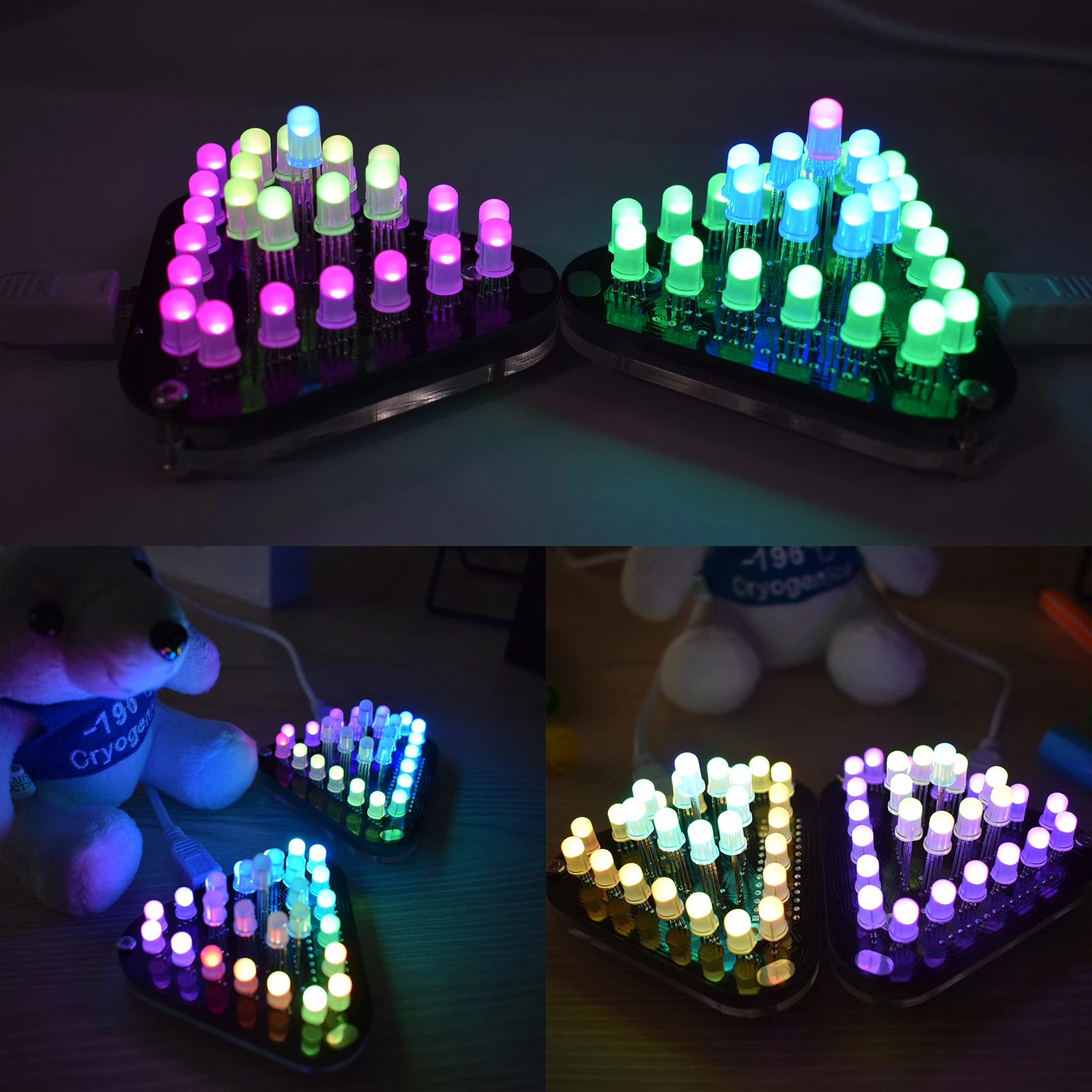 Kit electrónico de pirámide Triangular 3D con Control táctil, cubo LED Aurora RGB a todo Color, 5MM, DIY