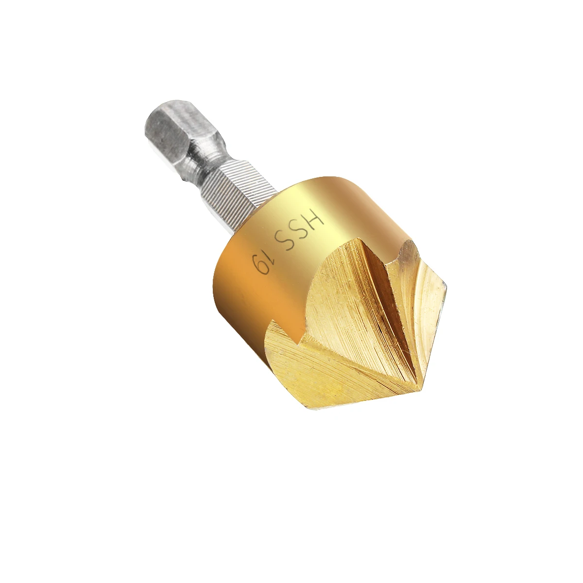 6 Pcs/lot 6mm-19mm 5 Flute HSS Countersink Chamfer Drill Bit 1/4" Shank Titanium Coated Woodworking Core Power Tool Accessories