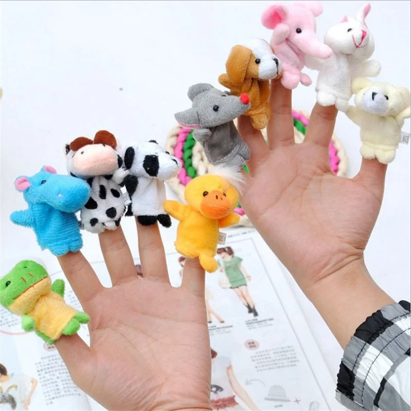 5/10 stücke Tier Finger Puppet Mini Plüsch Spielzeug Cartoon Biologische Baby Pretend Erzählen Geschichte Gefüllte Puppe Plushies Kinder geschenk Zufalls