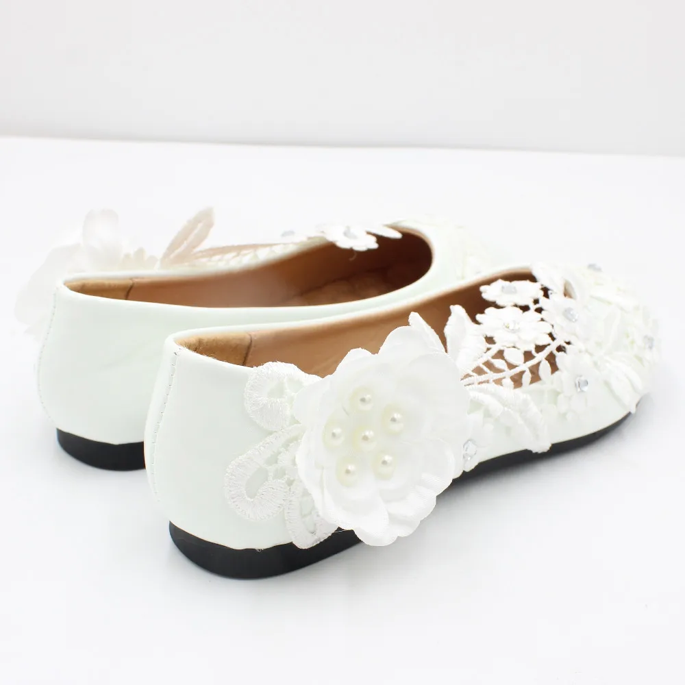 【Xingchenmao】New white flat large size wedding shoes for women bride wedding shoes lace lace shoes for women BH2117