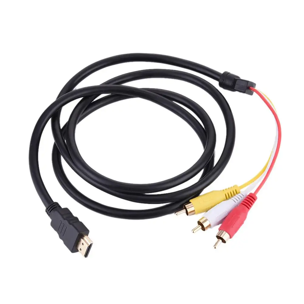 1.-compatible Male To 3 RCA Video Audio AV Adapter Cable 3RCA Stereo Converter Component For TV Set-Box DV DVD PC