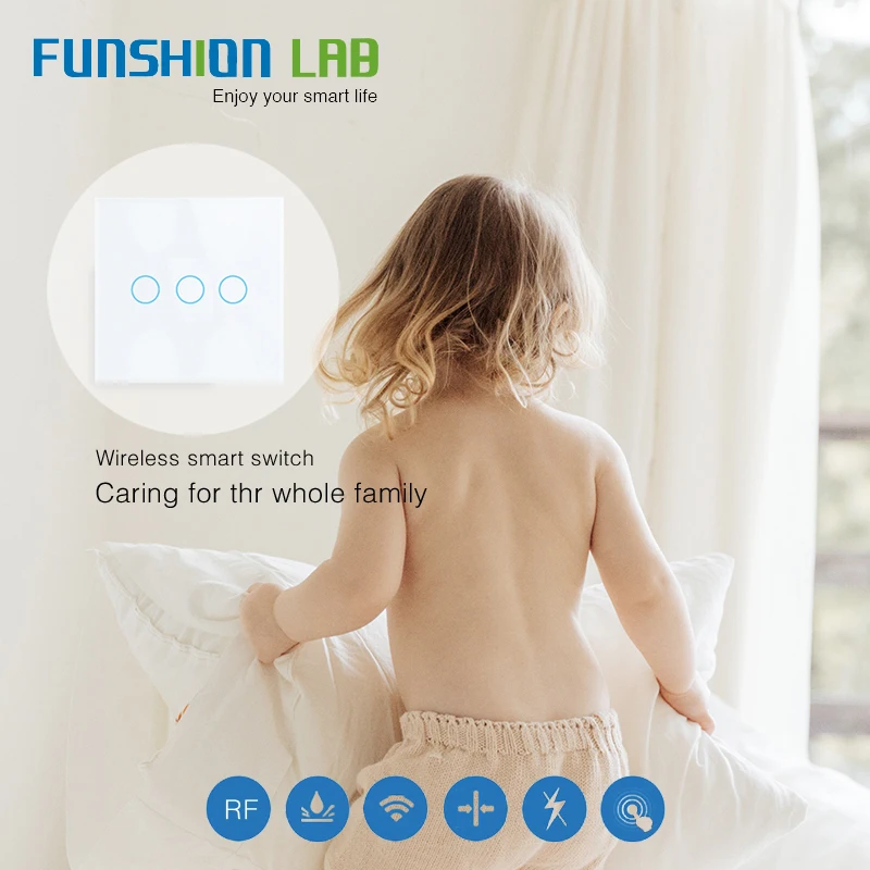 Умный настенный выключатель с Wi-Fi, белый Выключатель без нейтрального провода, работает с Alexa RF433
