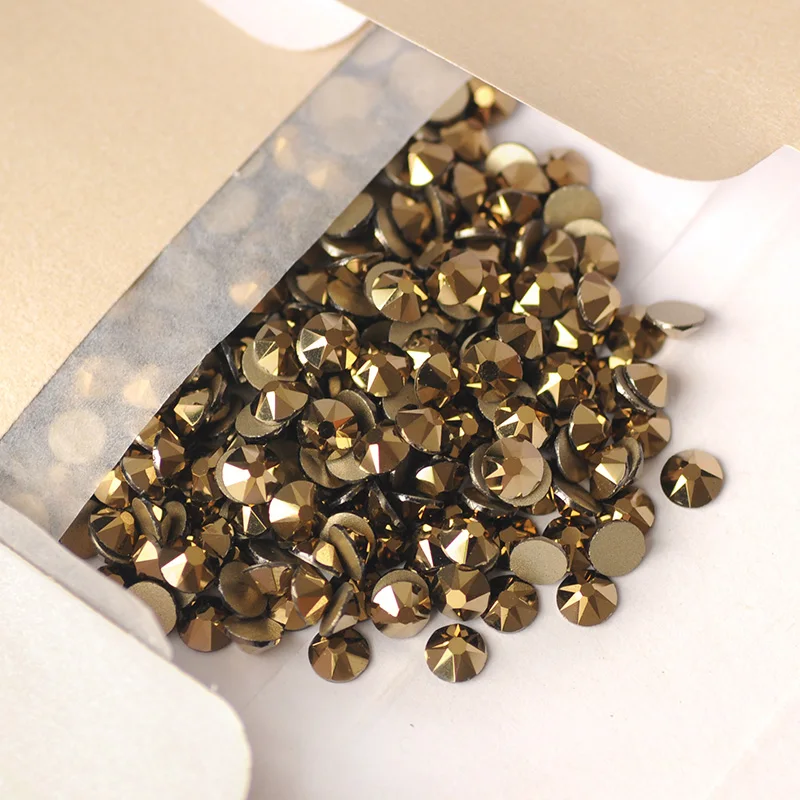 YANRUO 2088NoHF All Sizes Aurum Glitter Crystal Non Hotfix Strass Glass Craft Gems Flatback Gold Rhinestones For Nails