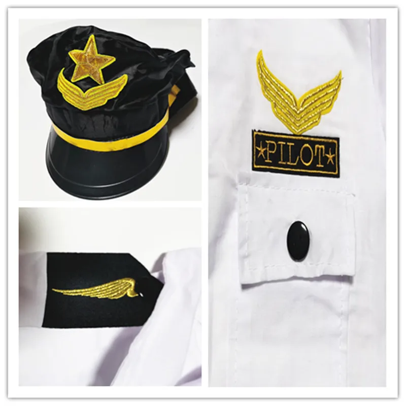 Kids Pilot Costumes Cosplay Boys Flight Airplane Aircraft Air Force Costume Force Children Performance Dress