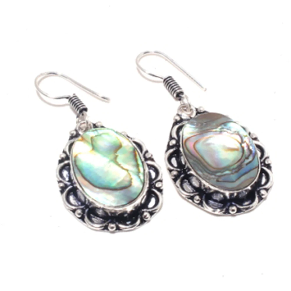 Abalone Shell, Silvers Overlay on Copper Earrings 42mm ,  FRE0094