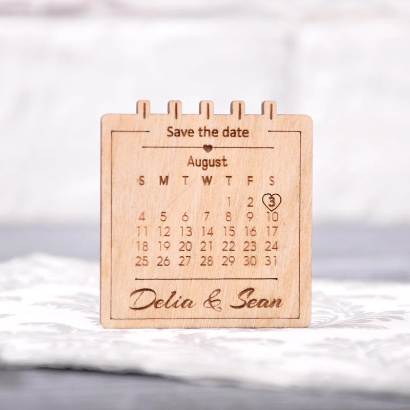 Guardar el calendario de fecha, Madera rústica, GUARDAR LA FECHA, anuncio de boda imán