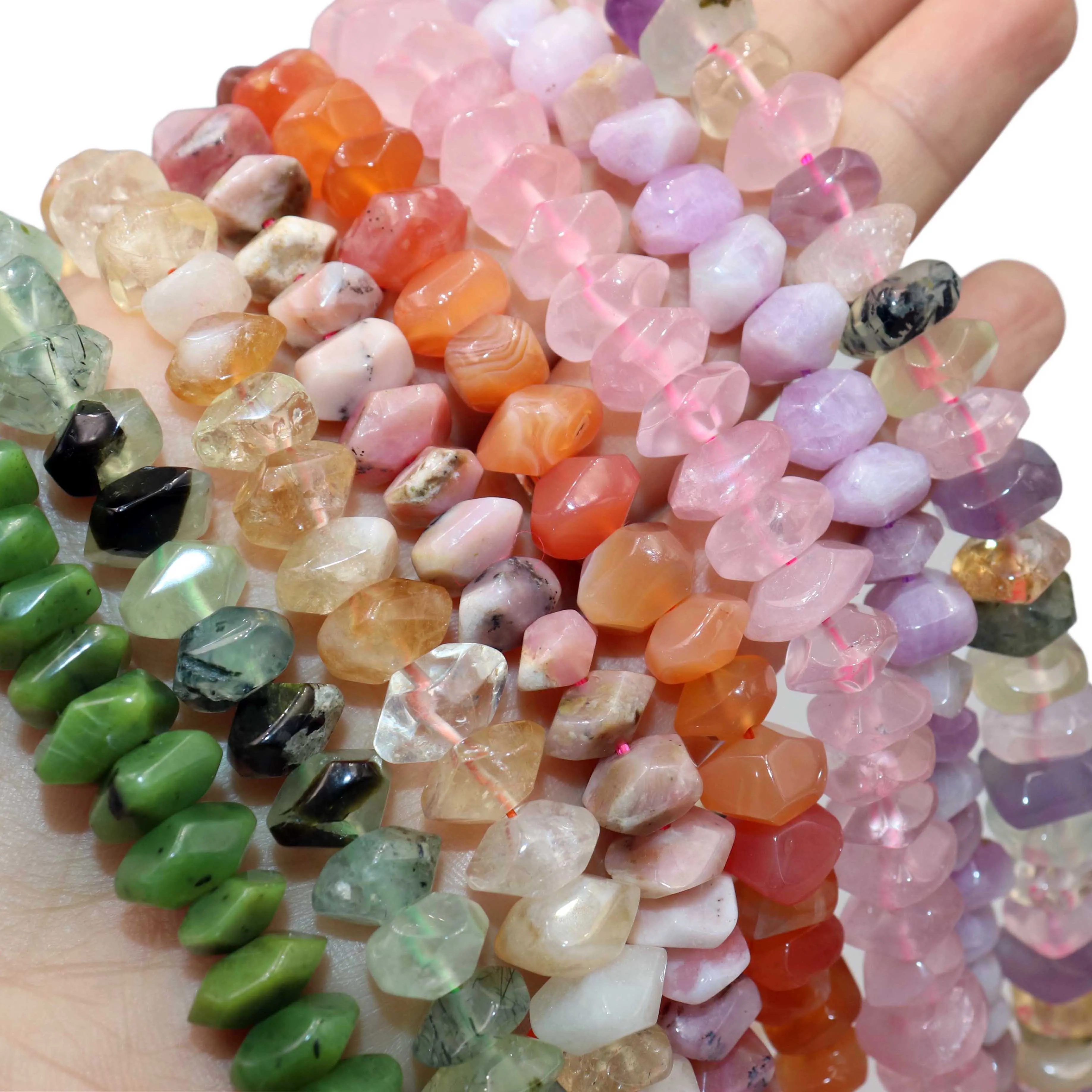 Natural Irregular Agates Amethysts Quartz Apatite Rhodonite Aquamarines Stone Beads For Jewelry DIY Making Bracelet Accessories