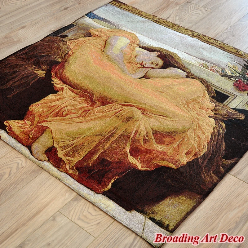 Flaming June Jacquard Weave Art Tapestry Wall Hanging Belgium Style Large Gobelin Home Textile Decoration Aubusson Cotton 100%