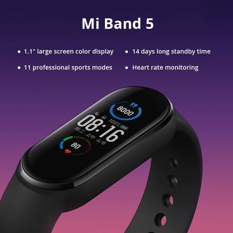Xiaomi miバンド5グローバルバージョンBand4 Band3スマートブレスレットカラフルな画面心拍数フィットネスbluetooth防水睡眠モニター