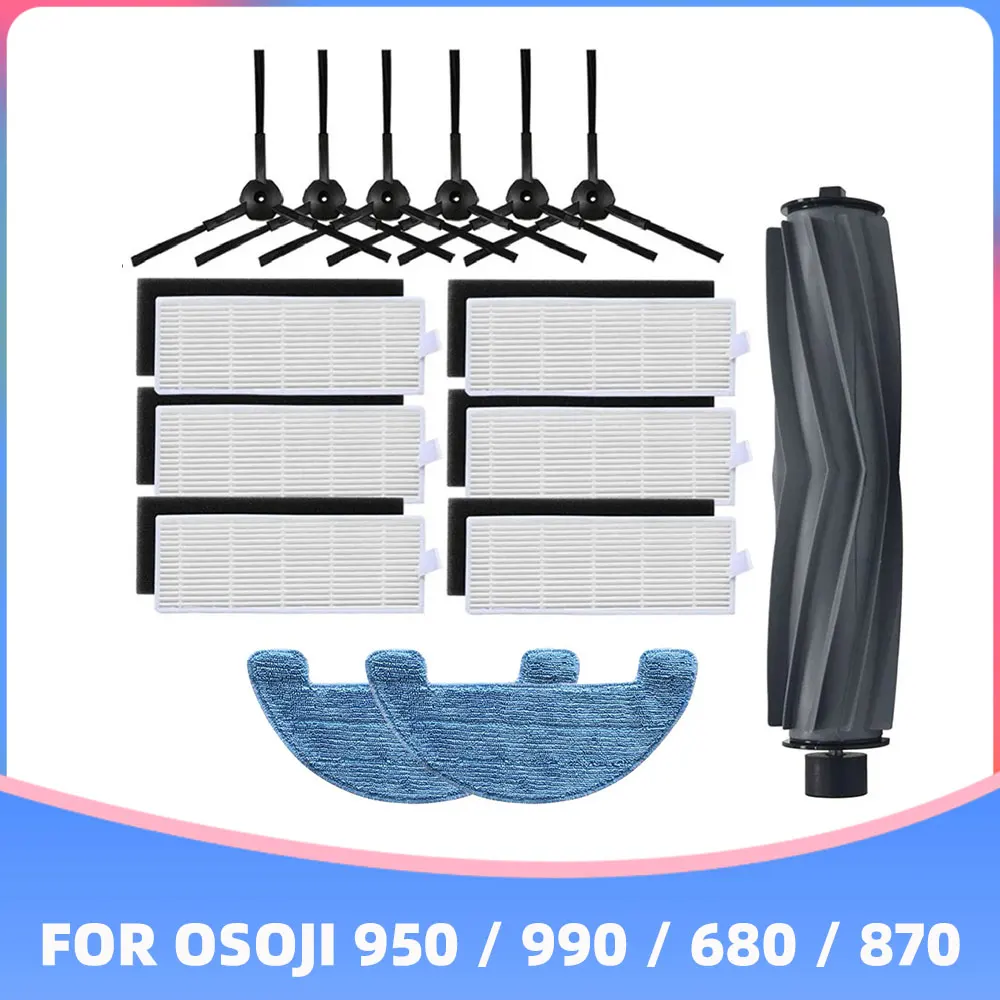 Compatible For Osoji 950 680 870 990 Robotic Vacuum Cleaner Roller Side Brush Filter Mop Cloth Assembly Kit Accessories