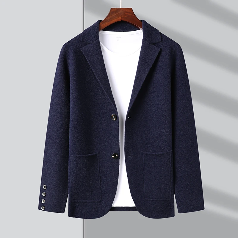 Top Grade New Autum Winter Brand Fashion Slim Fit Knit Blazer Mens Top Cardigan Sweater Casual Coats Jacket Mens Clothes 2023