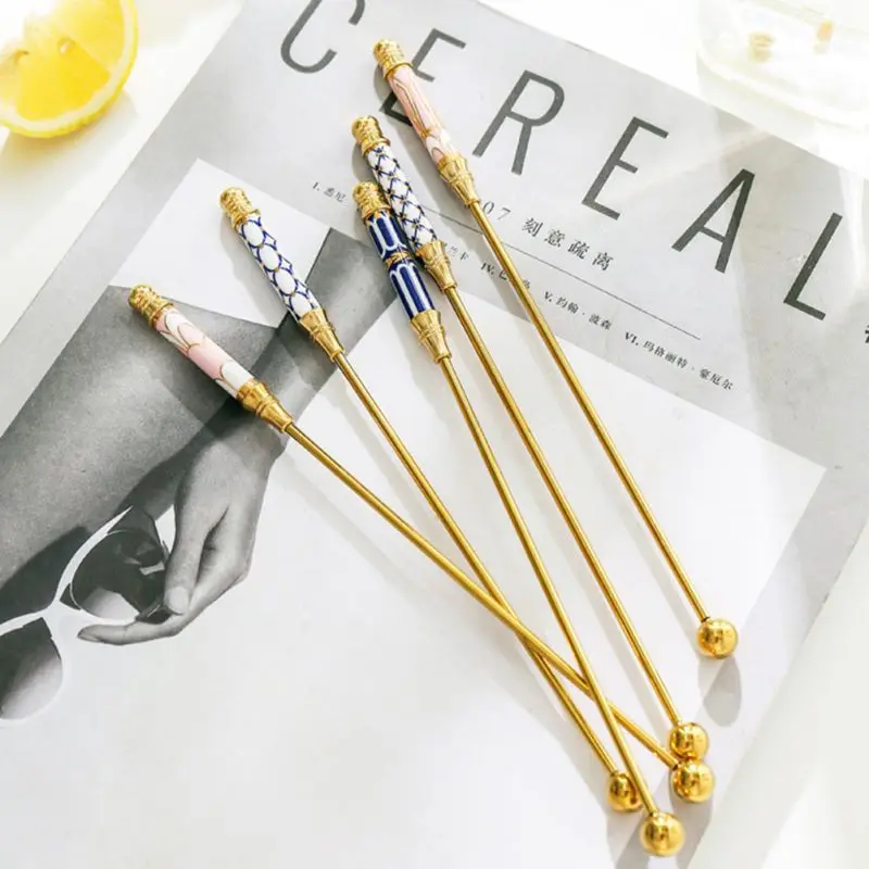 Long Handle Stainless Steel Stirring Rod Gold-plated Coffee Beverage Stirrer Cocktail Drink Swizzle Stick Coffee Stir Dinnerware