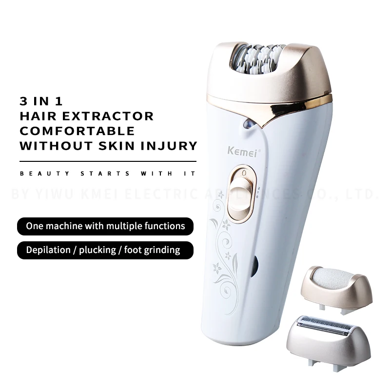 Kemei 3019 3 in 1 Women Depilation Electric Epilator Remover Painless Lady Shaver Vagina Leg Bikini Hair Removal Trimmer Body