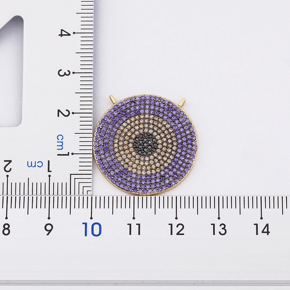 Nidin Fashion Round Full Zircon Charm Lucky Turkish Blue Evil Eye Pendant Rhinestone Choker Necklace Green/Purple/Violet Colors