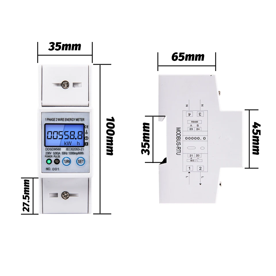 Electric Energy Meter RS485 5-80A 230V AC  High Precision  Digital Electricity Consumption Meter With Voltage Current Display