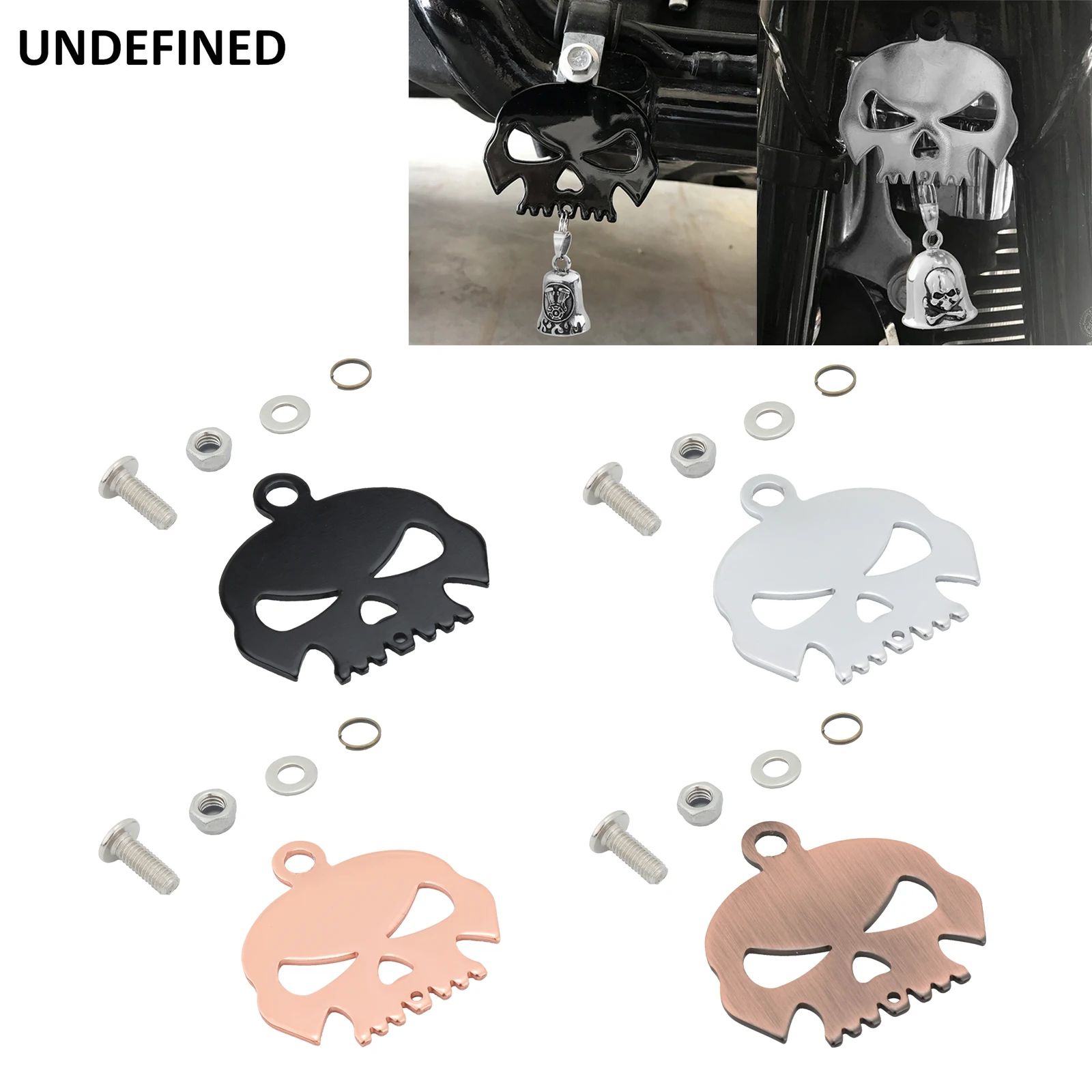 Motorcycle Skull Head Bell Holder Hanger Mount Bolt & Ring Included For Harley Sportster Softail Touring for Honda Universa