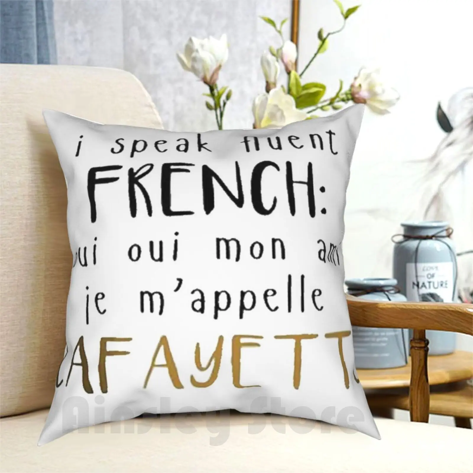 Pillow Case Printed Home Soft Throw Pillow France French Oui Oui American Revolution America Washington President