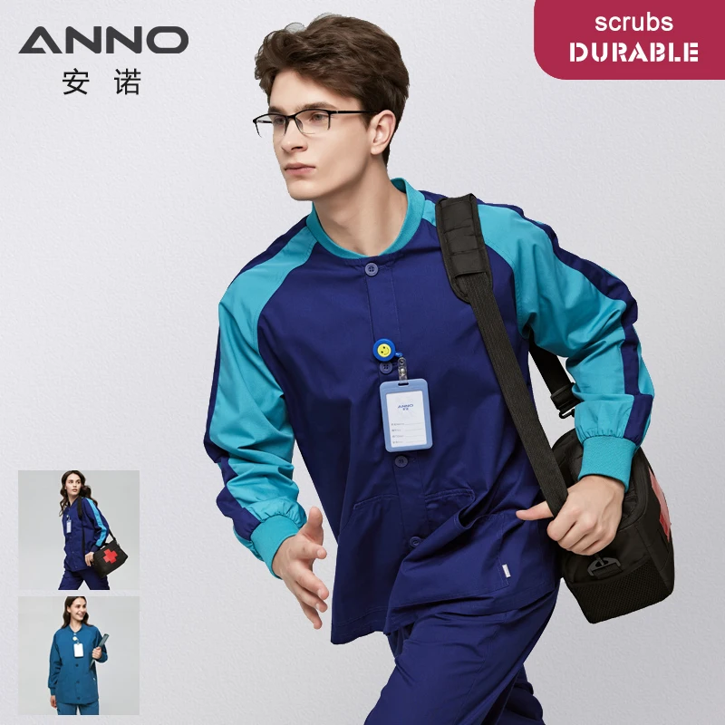 Long Sleeves Scrubs Jacket Pretty Outfit Nurse Out Coat Doctor Shirt Hospital Nursing Staff Uniforms Autumn Winter Work Wear