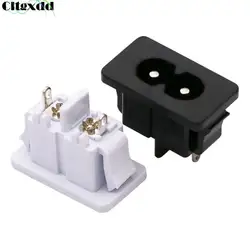 Cltgxdd 1PCS AC 250V 2.5A IEC320 C8 Male 2 Pins Power Inlet Socket Panel Embedded Black White