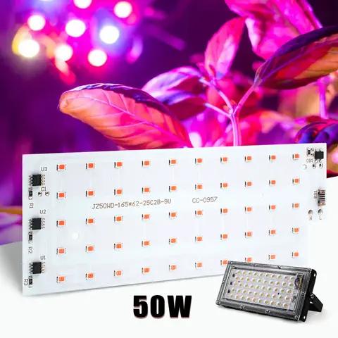 50W LED 성장 빛 칩 220V 전체 스펙트럼 식물 스마트 IC 드라이버 칩 없음 DIY 성장 홍수 램프 텐트 식물 성장 상자 조명