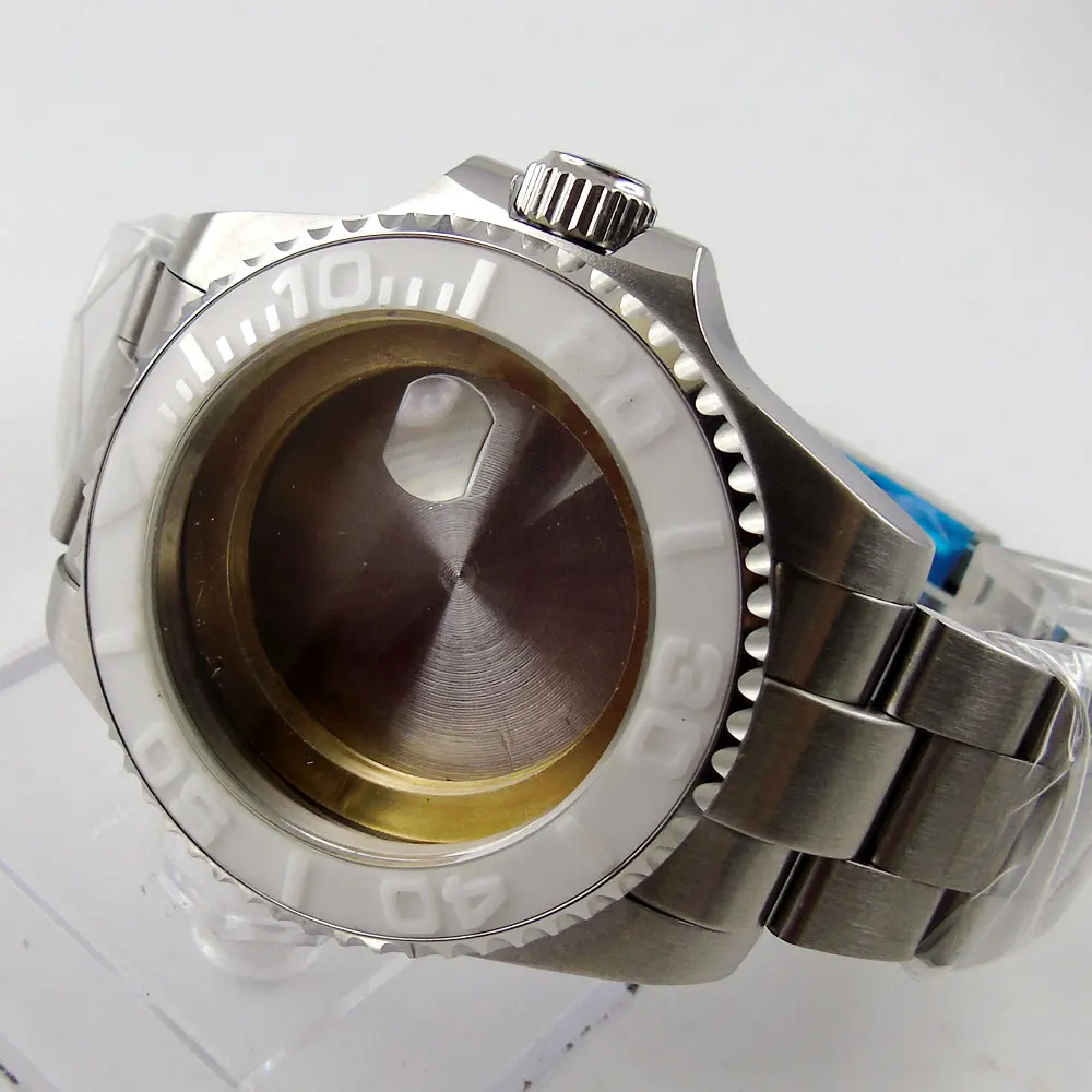 

Steel 40mm SUB Automatic Watch Case For NH35 NH36 ETA2824 MIYOTA Brushed Ceramic Bezel Seeing Through Back Bracelet