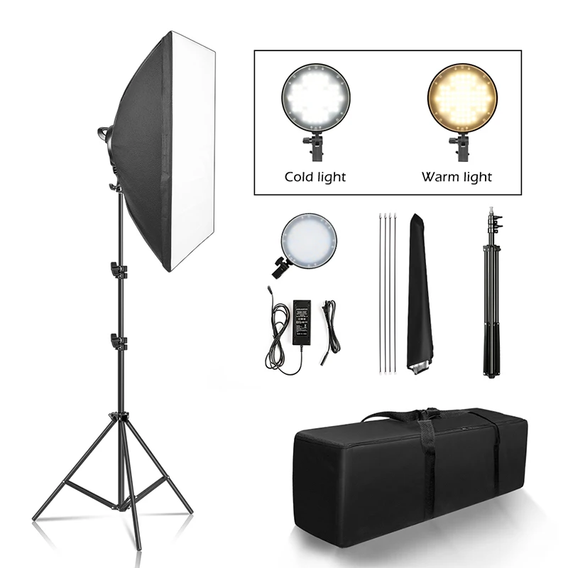 

Photography 50X70 LED Lamp Softbox Lighting Kit Two Color Soft Box Continuous Light System Accessories For Photographic Camera