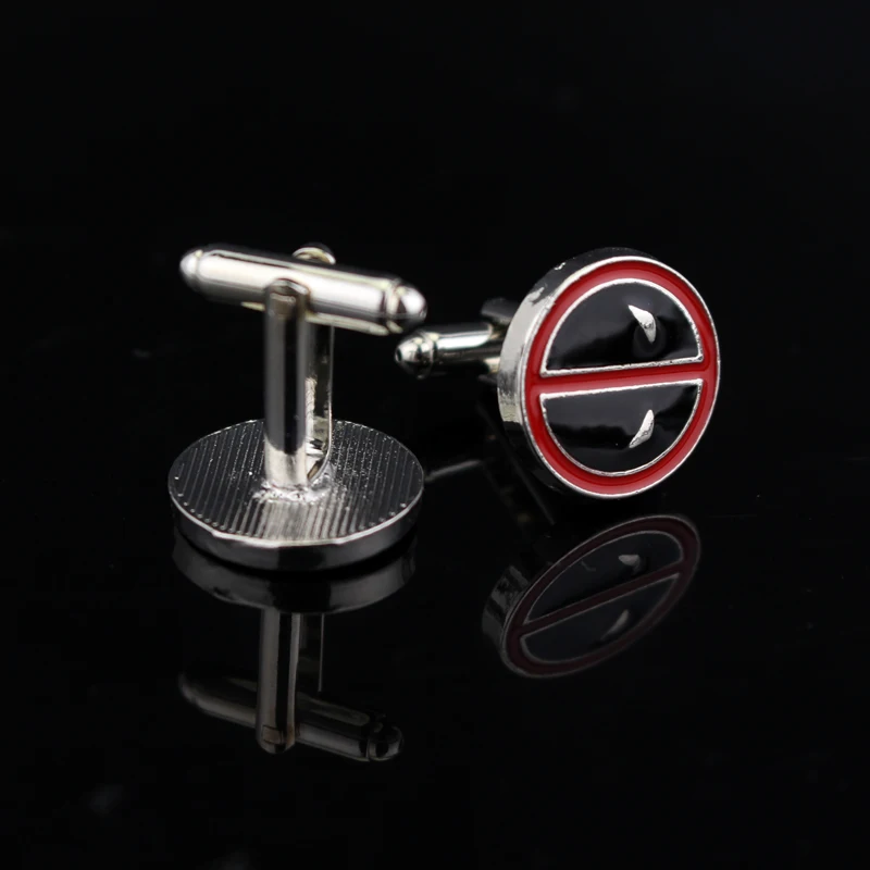 Marvel The Avengers Super hero Deadpool Cuff Links Red Enamel Badge Cufflinks For Mens Wedding Business Party Cufflinks