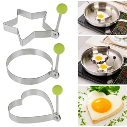 Molde de anillo para panqueques de huevo moldeador de huevos fritos de acero inoxidable de 3 estilos, herramientas de cocina, moldes de estrella redonda de amor de acero inoxidable