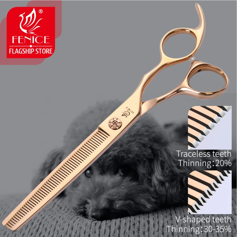 

Fenice 6.5/7.0 Professional Pet Grooming Thinning Scissors for Dog Pets Hair Cutting Shear JP440C Stainless Steel