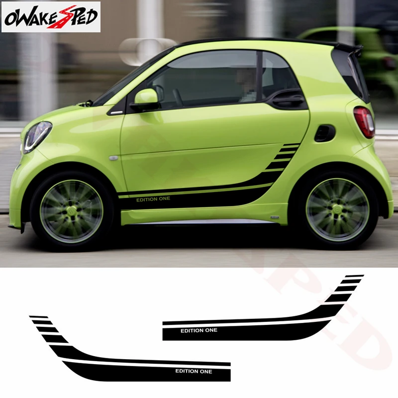 

2 шт. автомобильный Стайлинг для Smart Fortwo Forfour Racing спортивные полосы наклейки кузов двери боковая юбка Декор наклейки DIY виниловые наклейки