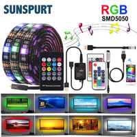 1M-5M DC5V USB LED Strip Set 5050RGB With RF IR Bluetooth Music Controller Flexible Light For TV Background Lamp Ribbon Led Tape