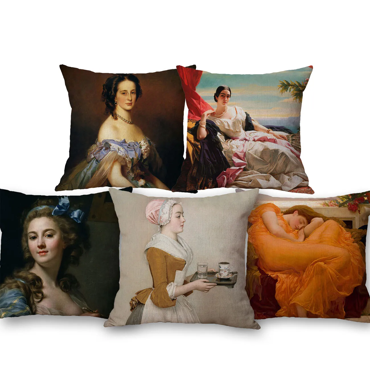 Angelica Kauffman World Famous European Royal Elegant Lady Portrait Oil Painting Pillow Case Neoclassic Decoration Cushion Cover