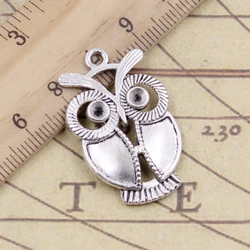 매력 큰 눈 올빼미 34x21mm 티베트어 실버 컬러 펜던트 골동품 보석 만들기 DIY 수제 공예, 10 개