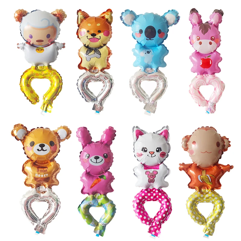 50pcs Animal Wrist Balloon Jungle Theme Rabbit Monkey Koala Cat Sheep Baby Shower Ballon Happy Birthday Party Decorations