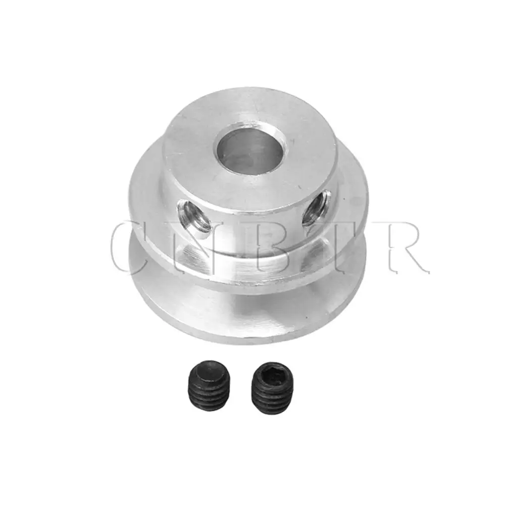 CNBTR 6mm Hole Dia Silver Aluminum  Single Step V-type Pulley 3-5MM PU Round Belt DIY Drilling Machine Replacement Accessory