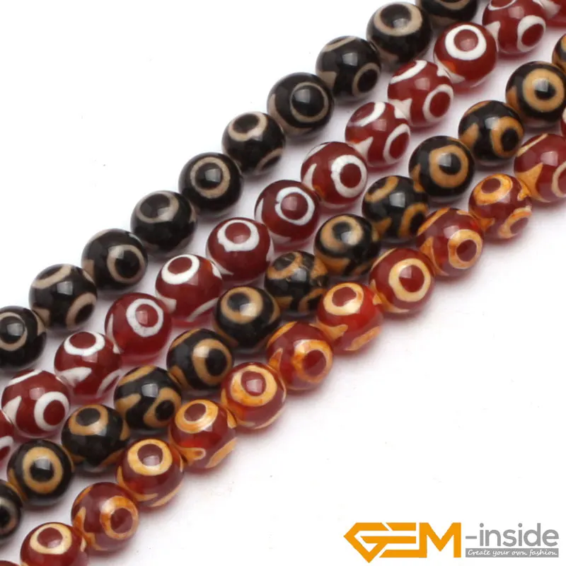 

Natural Black Tibetan Dzi Eyes Agates Stone Round Beads For Jewelry Making Bracelet Religion Faith Bead 6 8 10 12mm Strand 15"