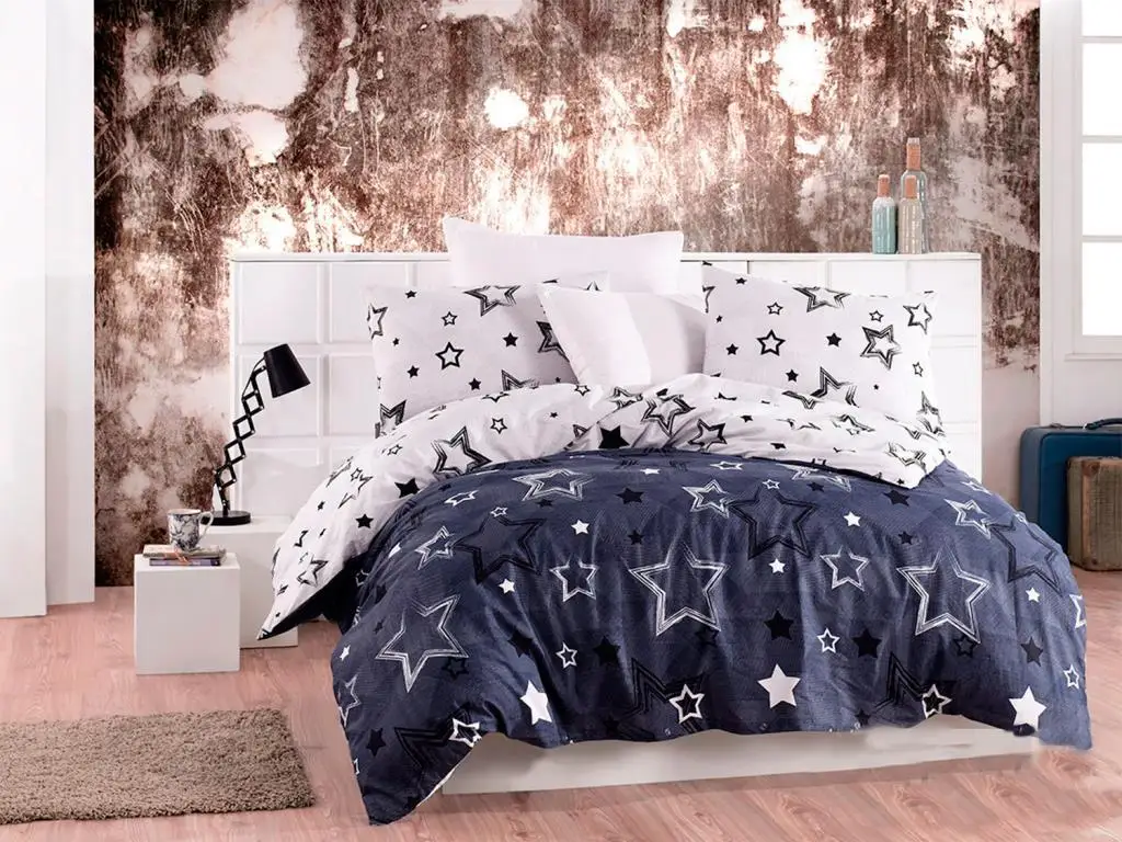 Stars Single Personality Sleep Set Navy Blue White