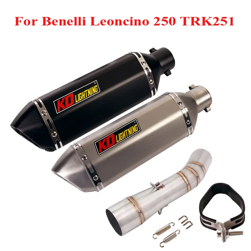 Motorcycle Slip on 51mm Exhaust Muffler DB Killer Baffles Escape Connect Link Tube for Benelli Leoncino 250 TRK251