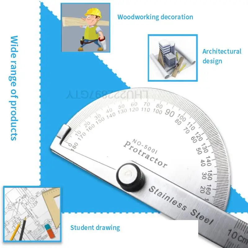 Righello angolare 1 Pc goniometro a 180 gradi goniometro in metallo goniometro strumenti per la lavorazione del legno in acciaio inossidabile